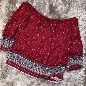 Red/black/ white Blouse